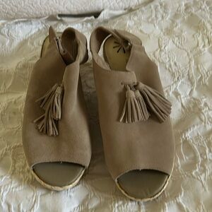 Isaac Mizrahi straw coated espadrilles .